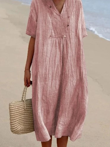 Ivyshape | Loose women's dress made of linen