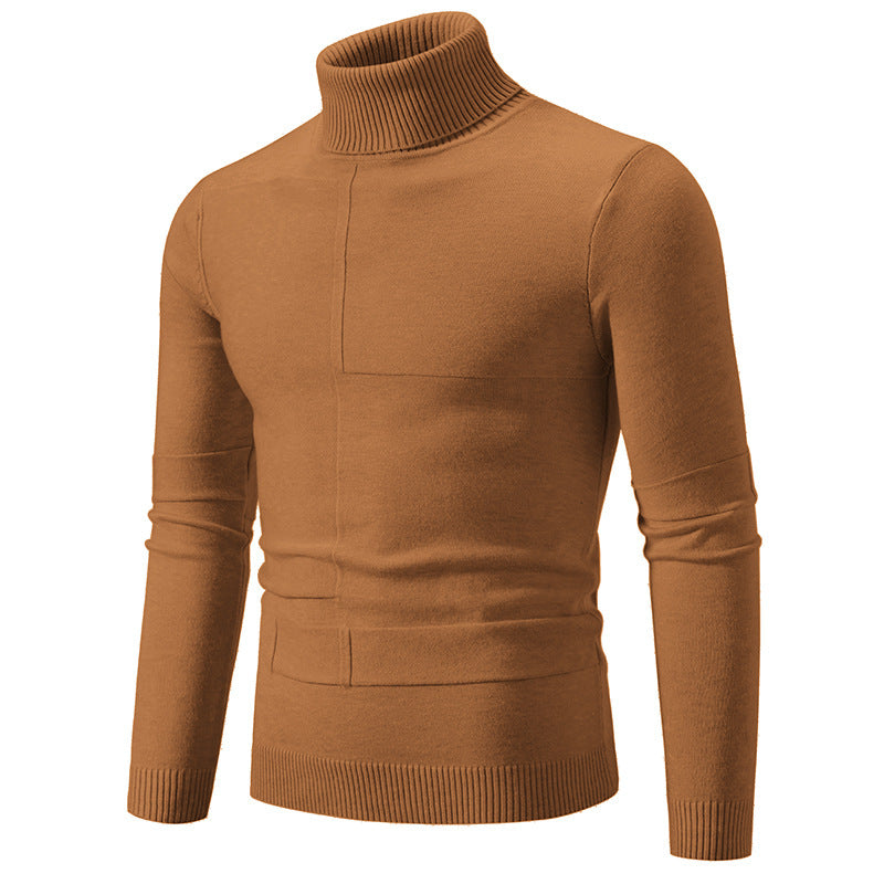 Men's elegant turtleneck sweater with modern cable pattern Ivyshape