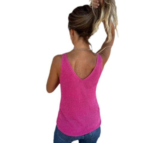 Women Relaxed Fit Rib V-Neck Tank Top Ivyshape