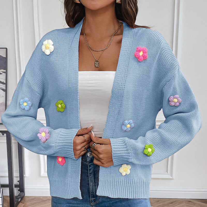 IvyShape | Hand-crocheted floral knitted cardigan