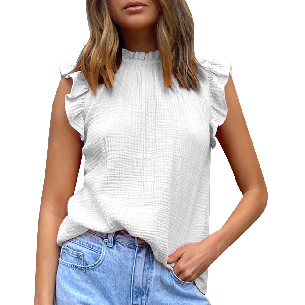Women's airy blouse with ruffle details and short cut Ivyshape