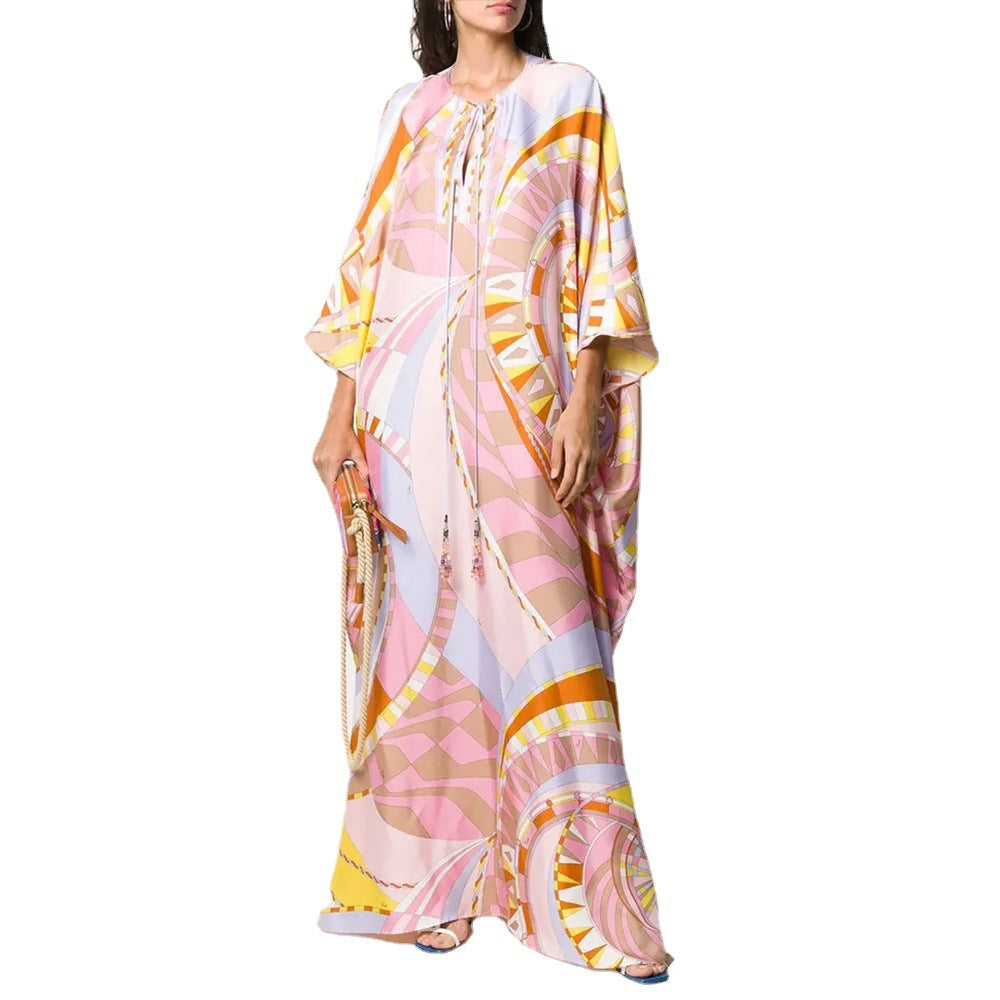 dress Muslim loose large size robe printed dress