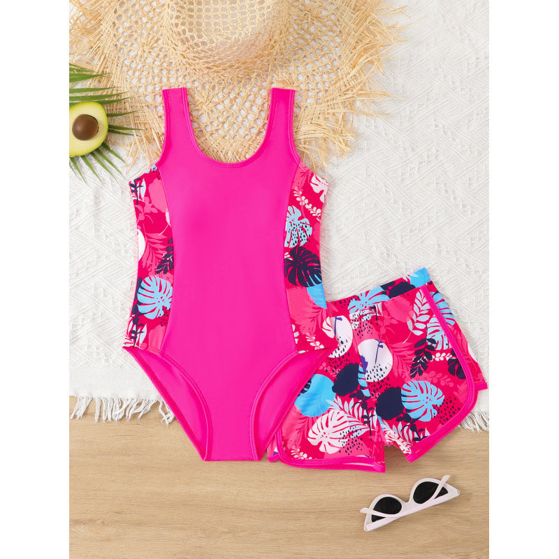 Women's swimsuit set with a fresh tropical pattern and sporty cut Ivyshape