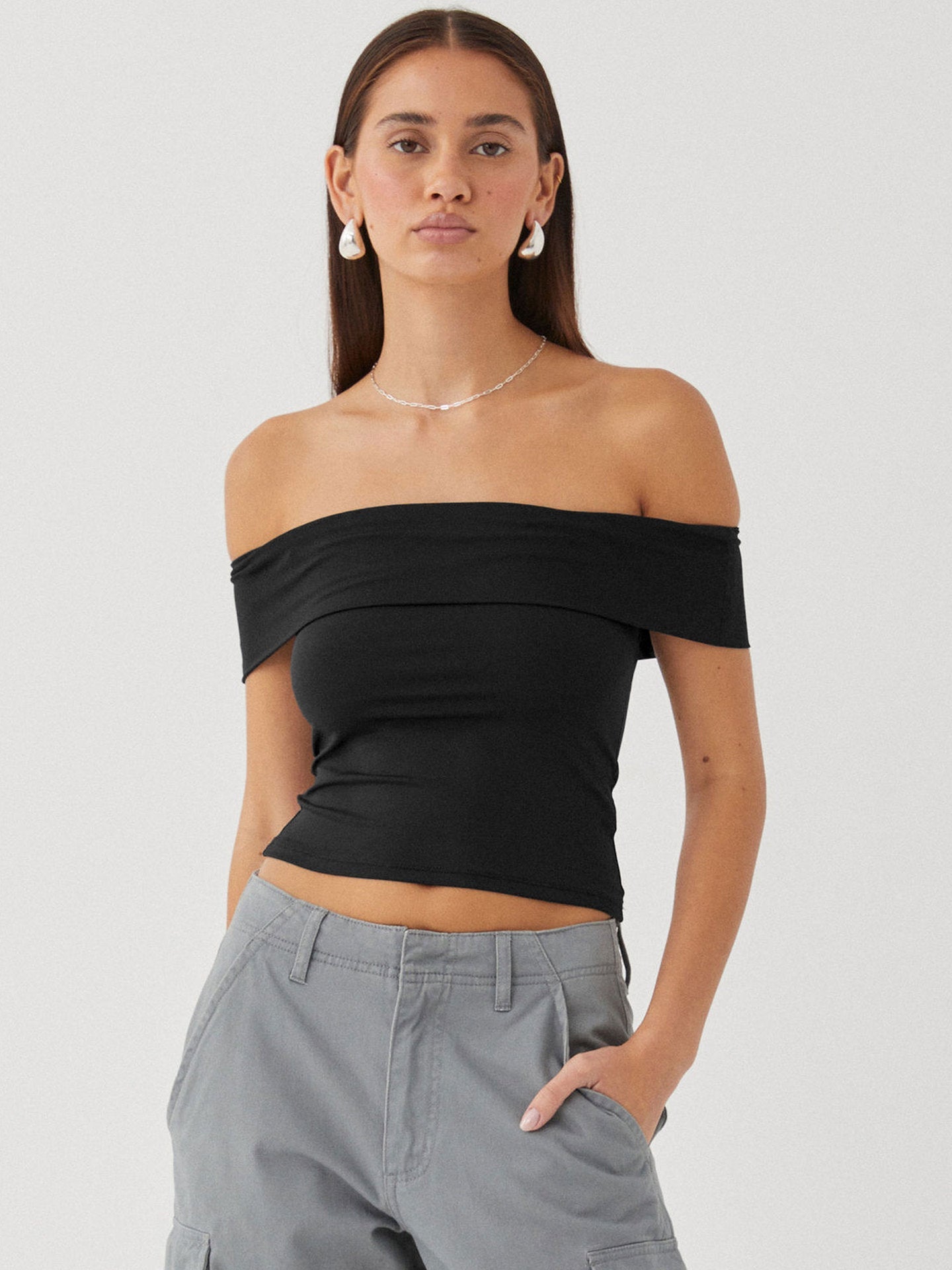 IvyShape | One-Shoulder Hot Girl Style Crop Top