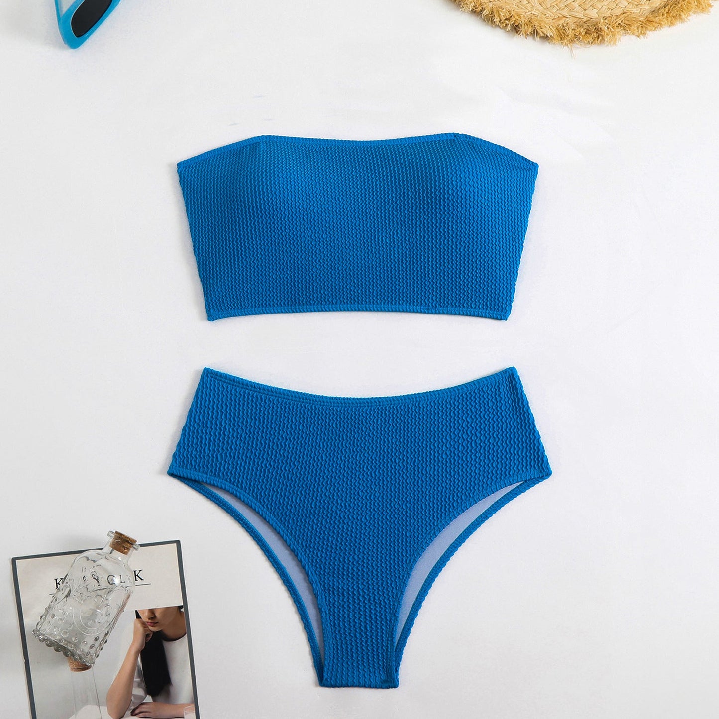 Women's bandeau bikini with textured design and high waist Ivyshape