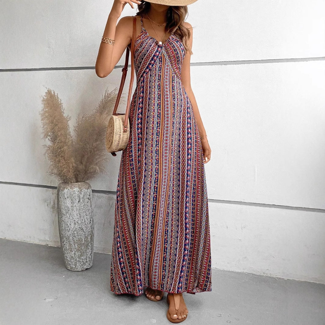 Women's maxi dress with modern wrap design and flared skirt Ivyshape