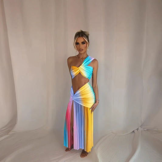 Women Exquisite Wrap Dress with Asymmetrical Cut and Deep Slit Ivyshape