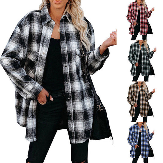 IvyShape | Plaid Lapel Cardigan Shirt