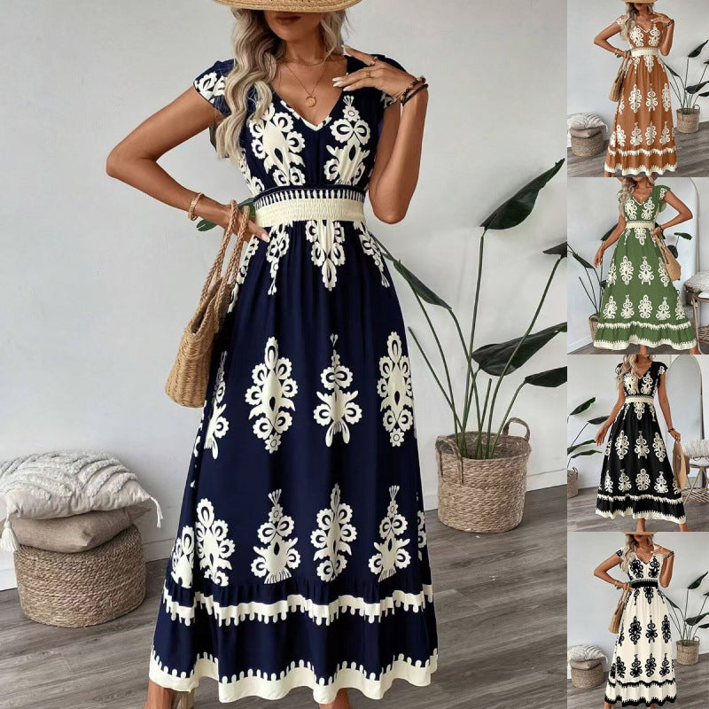 Women Bohemian Maxi Dress with A-Line Silhouette Ivyshape