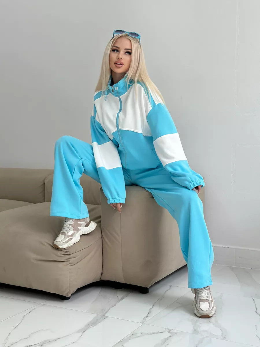 Ladies sporty set made of high-performance fleece material with zipper Ivyshape