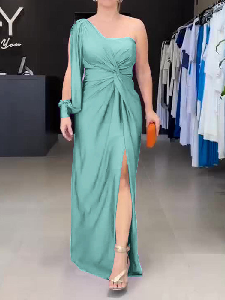 Women's Maxi Dress with Asymmetric Design and Side Slit Ivyshape