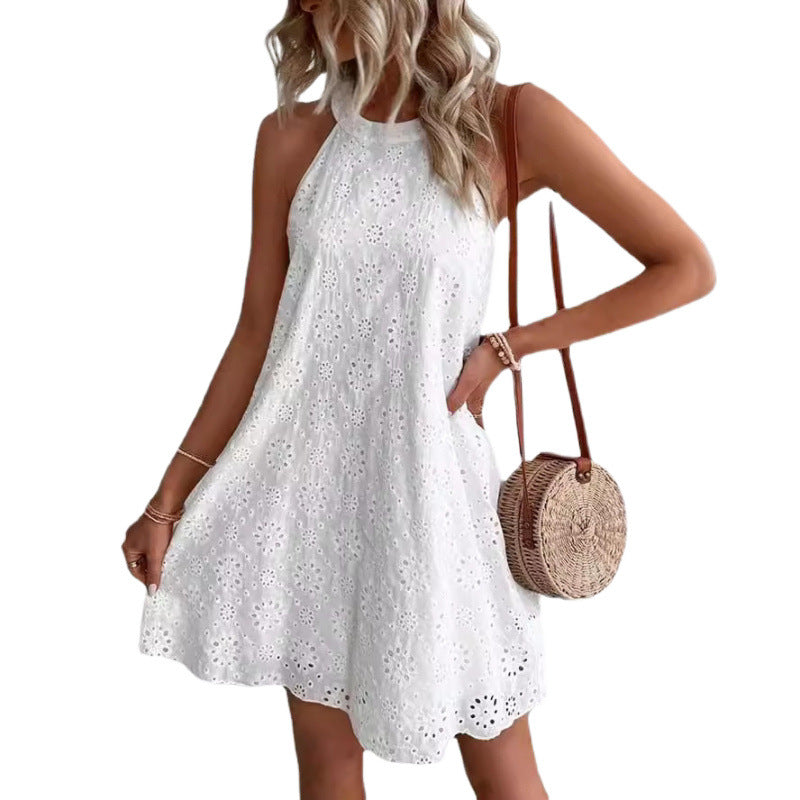 Women Eyelet Collar Dress Ivyshape