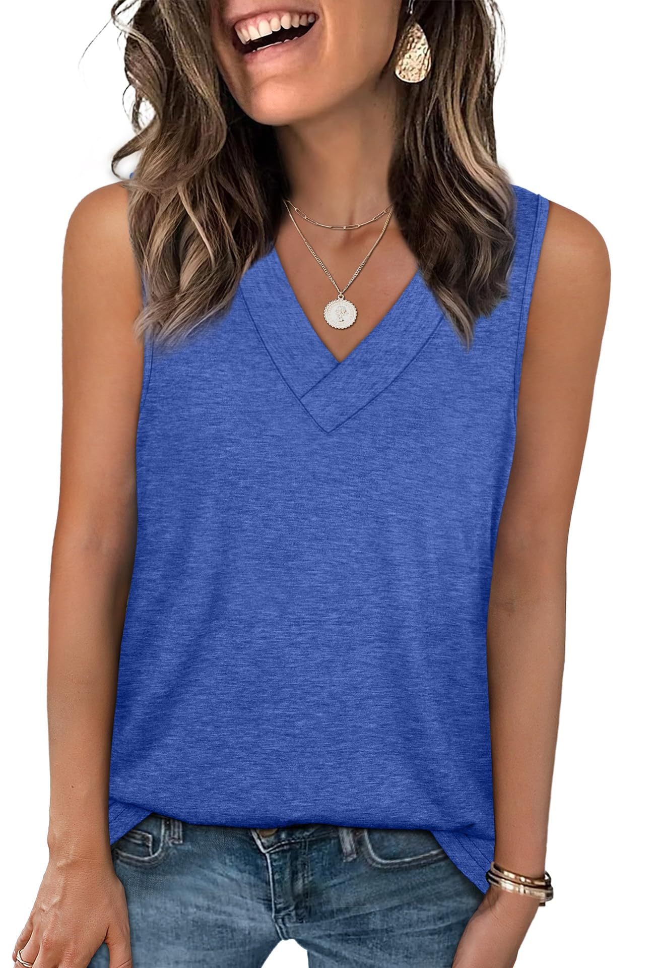 Ladies Relaxed Fit V-Neck Tank Top Ivyshape