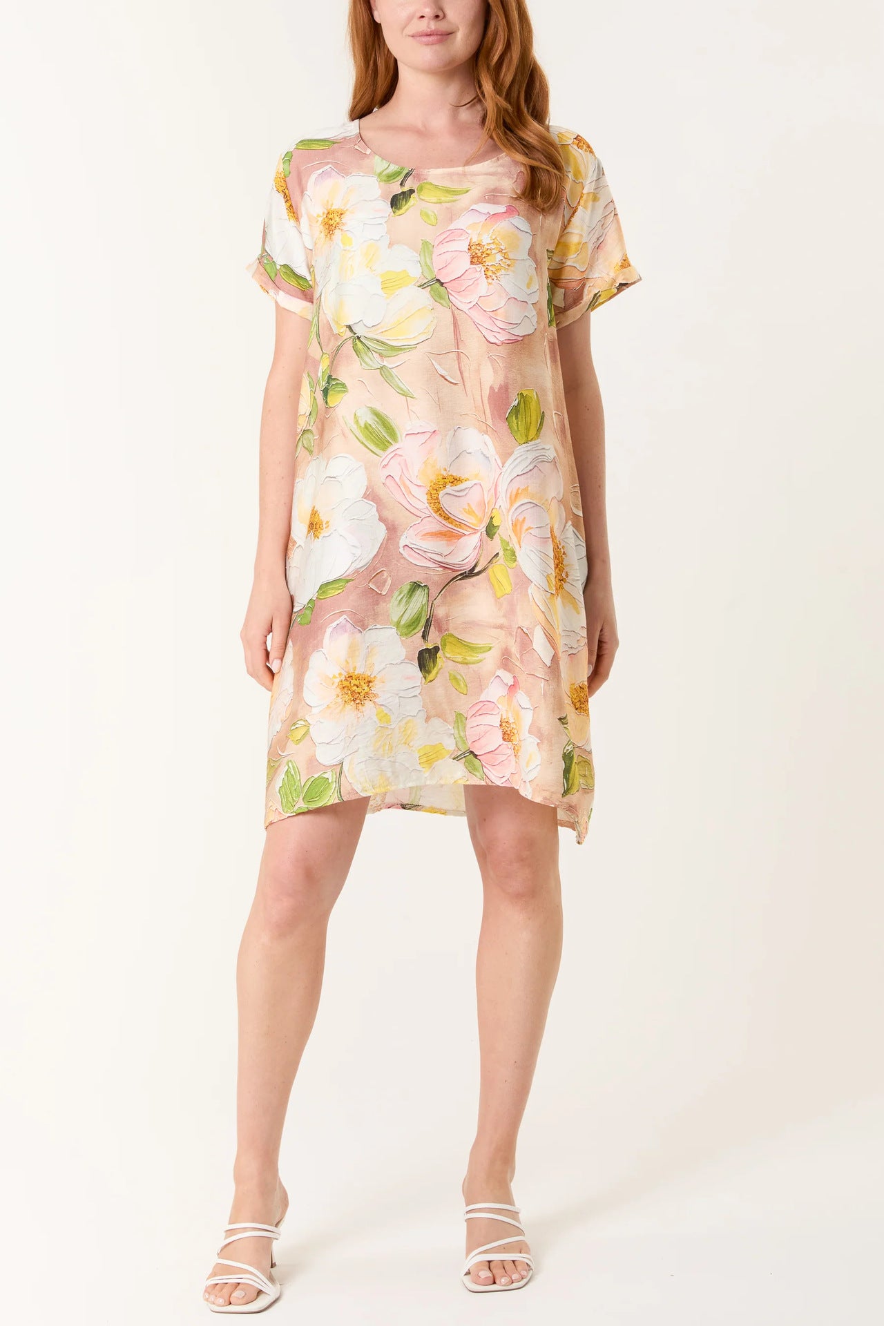 Women Floral Short Sleeve Shift Dress Ivyshape