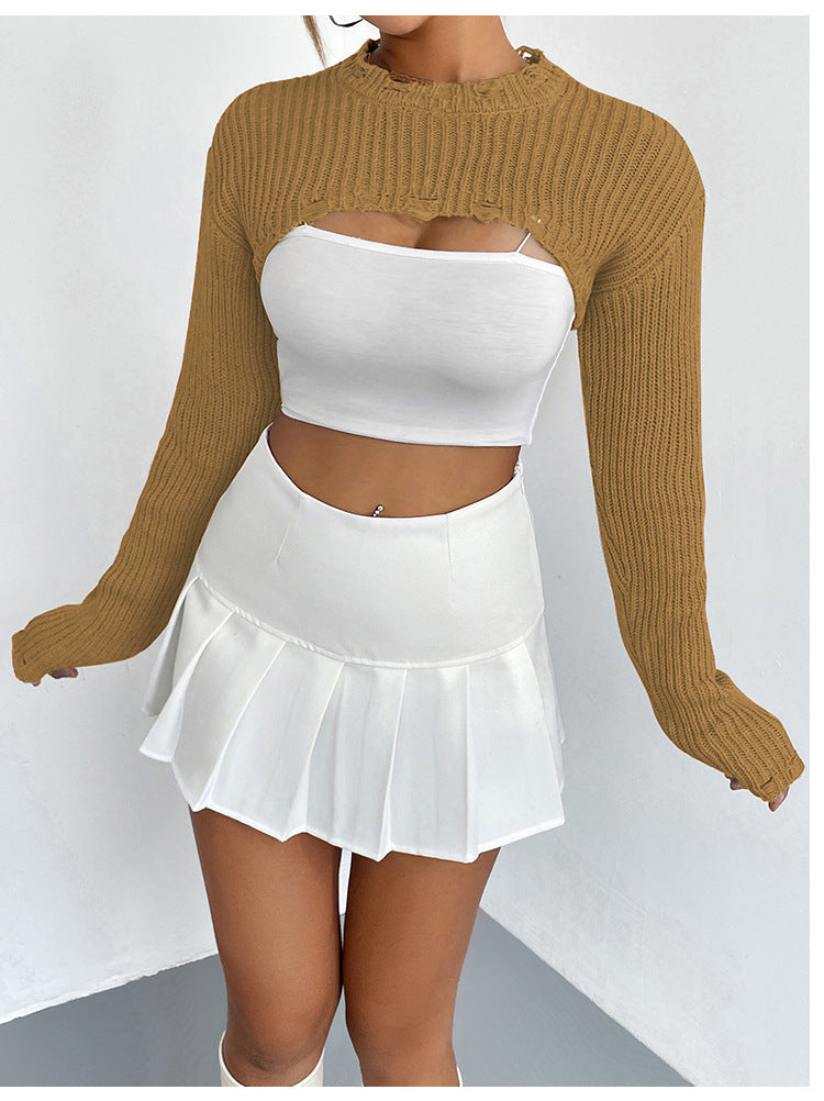 IvyShape | Ultra-Short Sweater Knit Sweater