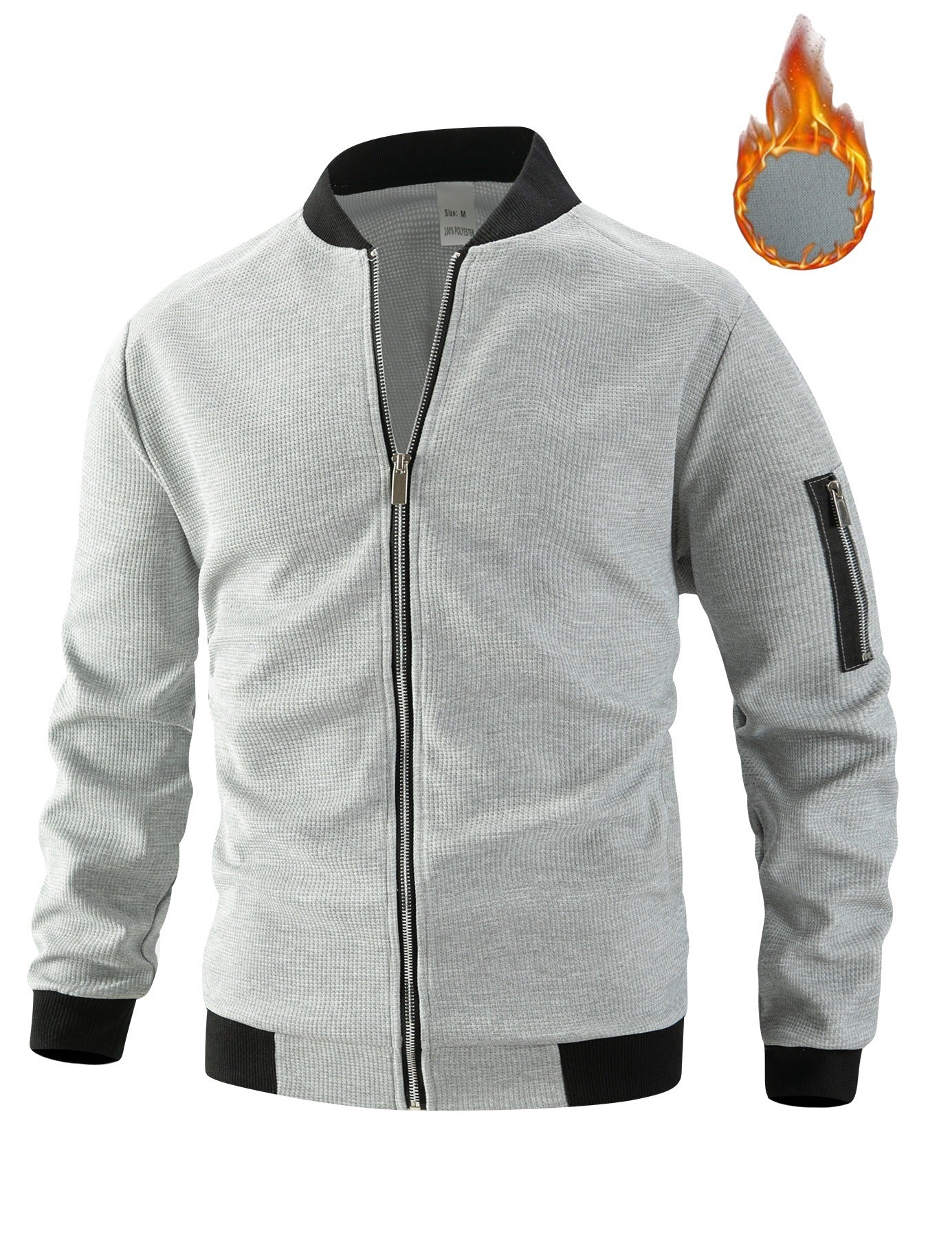 Men's sporty bomber jacket with zipper and textured design Ivyshape