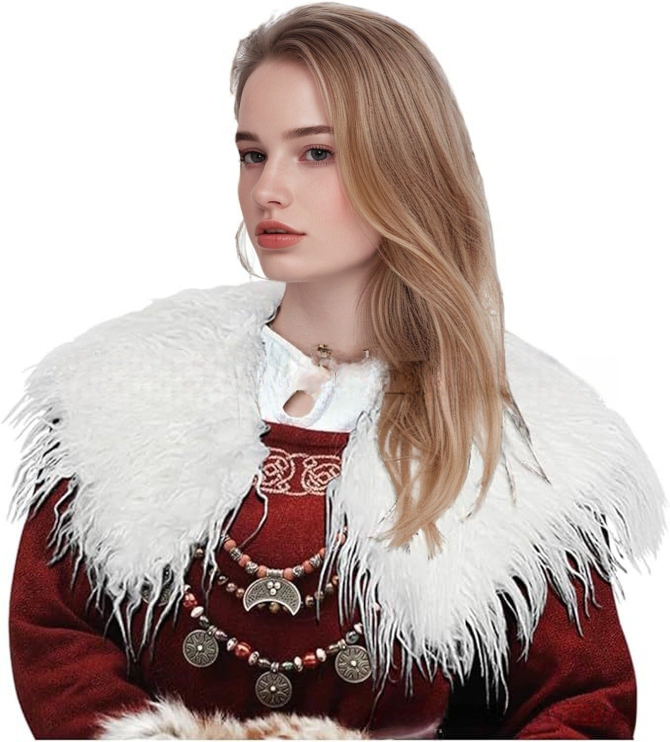 Women Elegant Faux Fur Collar with Elaborate Embellishments Ivyshape