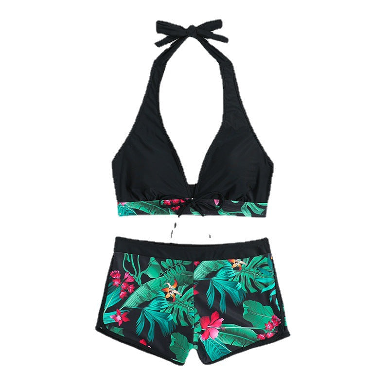 Women’s bikini set with stylish halter neck top and sporty shorts Ivyshape