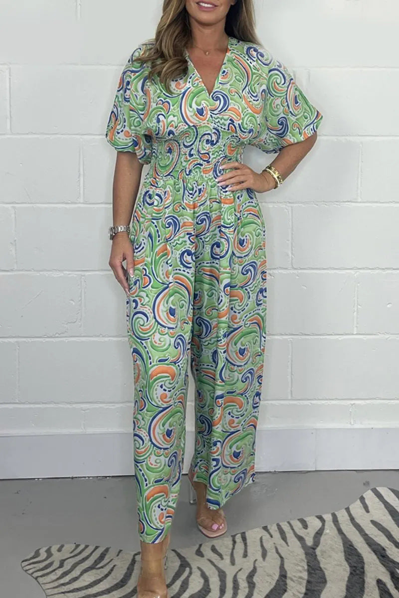 Women Elegant Jumpsuit with Loose Fit and Unique Pattern Mix Ivyshape