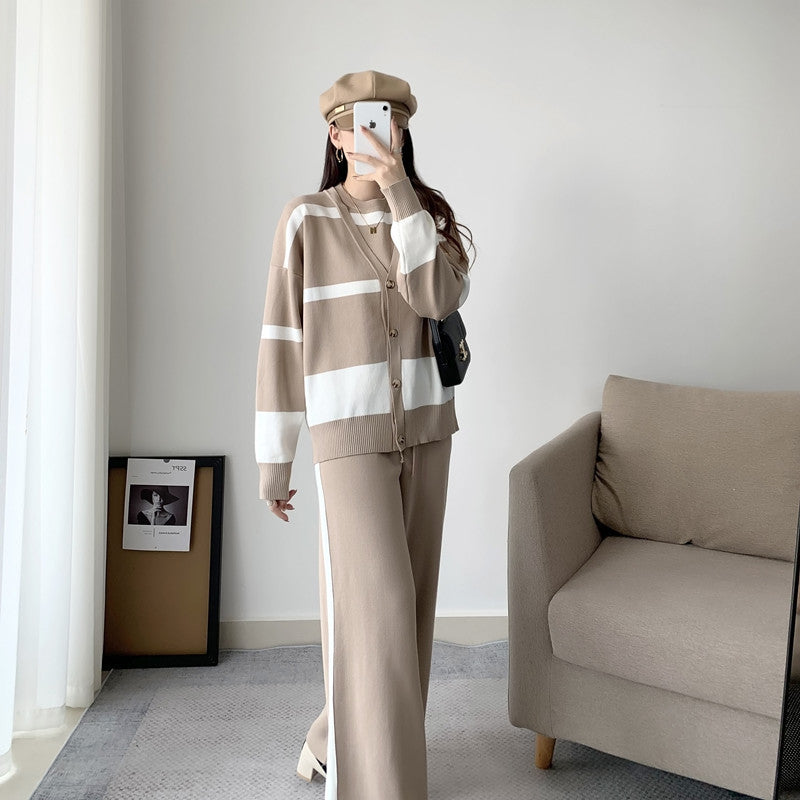 IvyShape | Slimming Stripe Knit Three-Piece Set