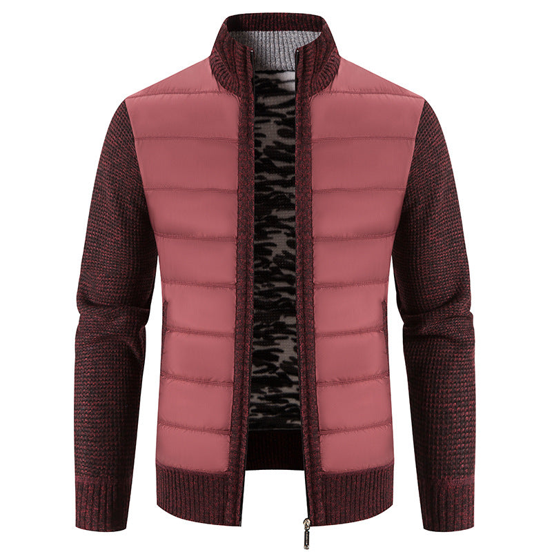 Men's quilted jacket with hybrid knit design and high collar Ivyshape