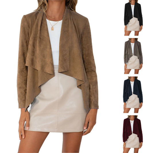 Women's trendy soft suede jacket in a casual cut Ivyshape