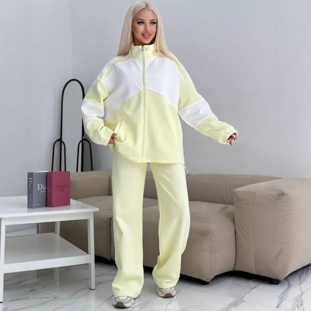 Ladies sporty set made of high-performance fleece material with zipper Ivyshape