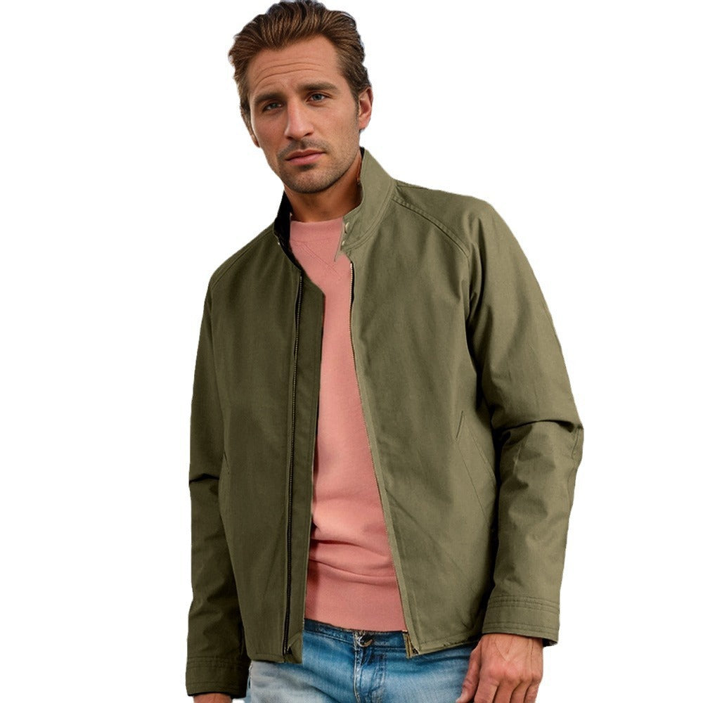 Men's elegant quilted jacket with high collar and practical pockets Ivyshape
