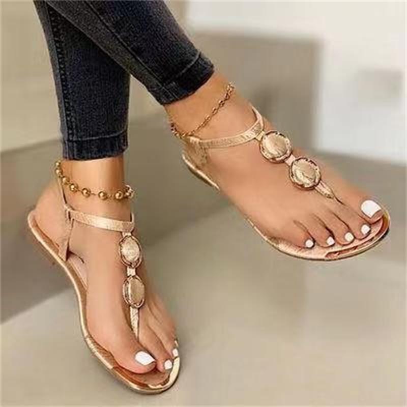 Women Elegant Thong Sandals with Embellished Strap Design Ivyshape