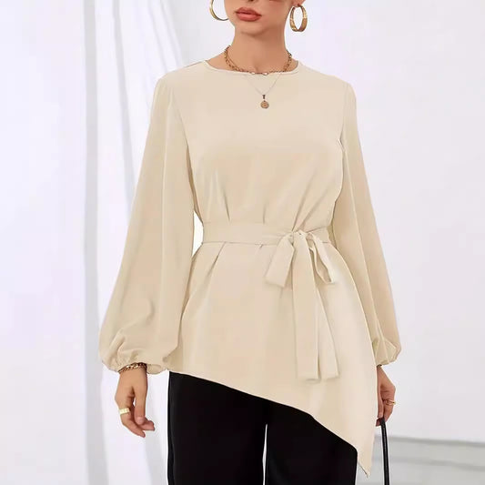 Women Elegant Wrap Blouse with Long Sleeves Ivyshape