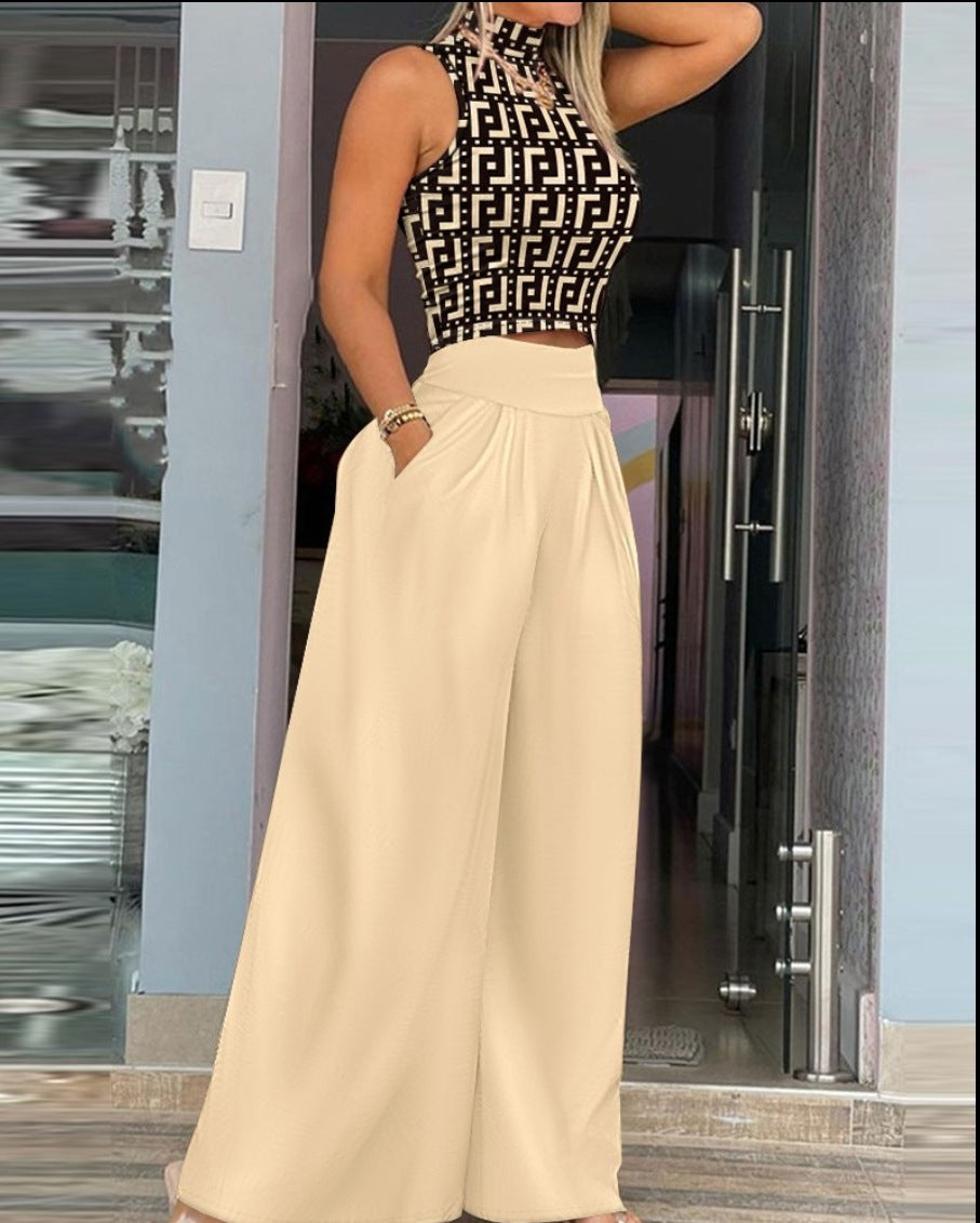 Ladies maxi skirt with asymmetric patterns and elastic waistband Ivyshape