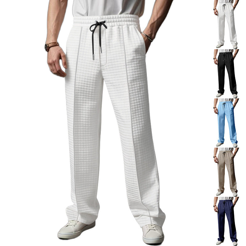 Men's leisure and sports pants with subtle diamond pattern and elastic waistband Ivyshape