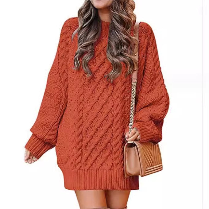 IvyShape | Cozy Oversized Cable Knit Warm Sweater Dress