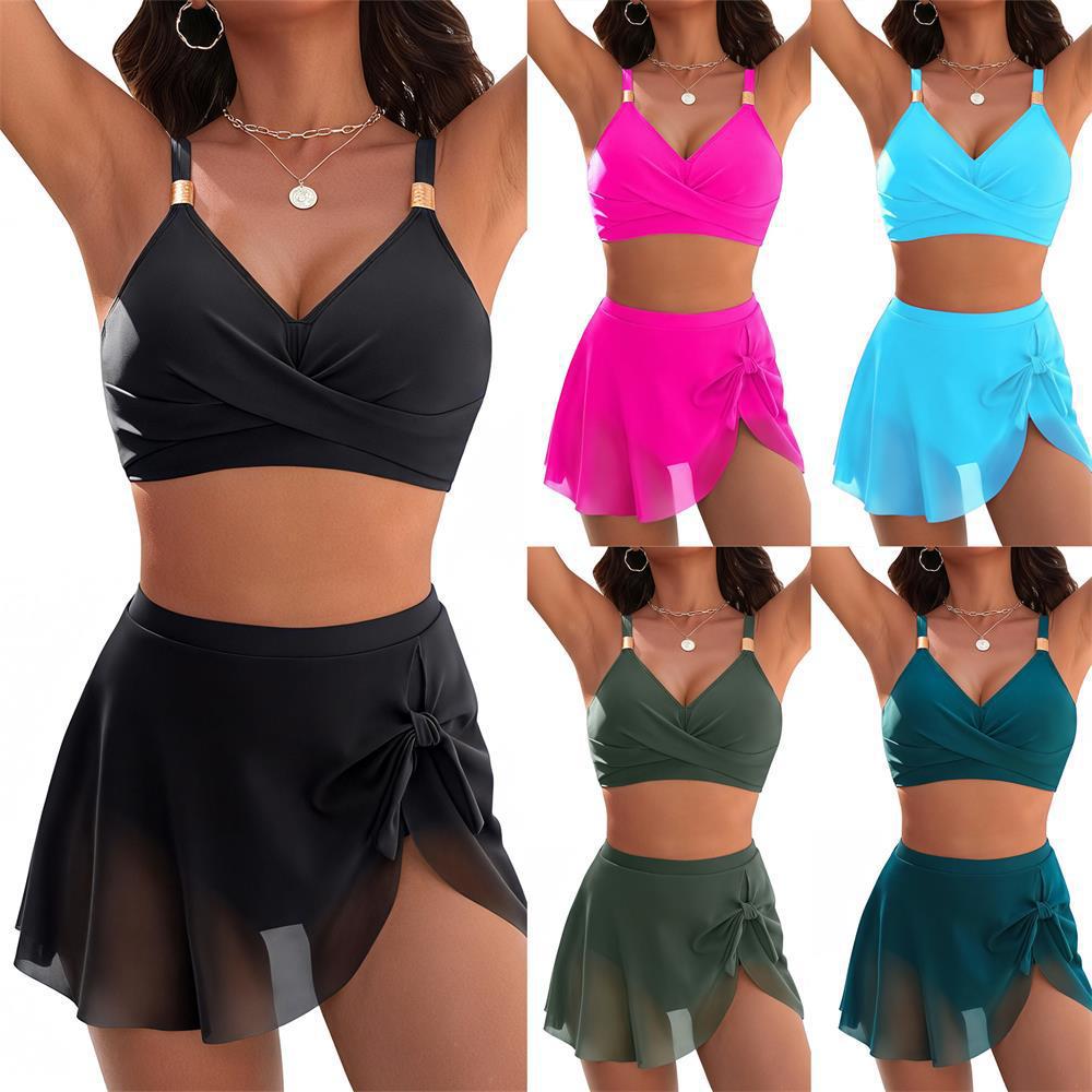 Ladies Swimwear Set with Elegant Skirt and Fashionable Strap Details Ivyshape
