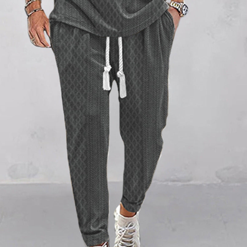 Men's sportive casual pants with elastic waistband and side drawstring Ivyshape