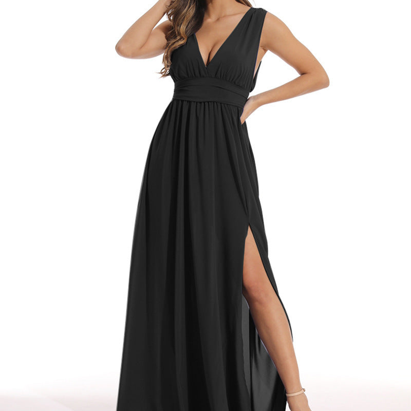 Elegant maxi dress with split front for women Ivyshape