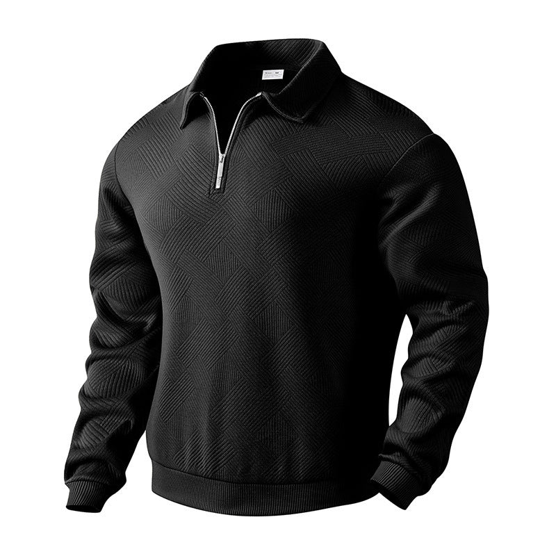 Men's sporty pullover with zipper and textured design Ivyshape