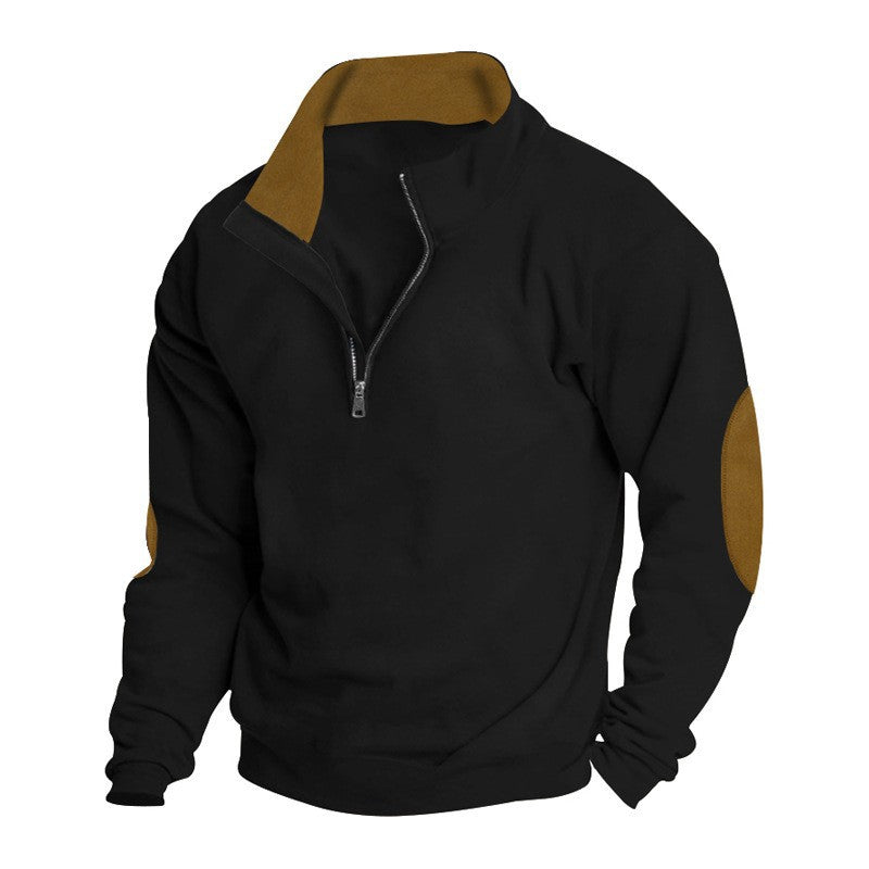 Men's fleece jacket with stand-up collar and stylish zipper Ivyshape