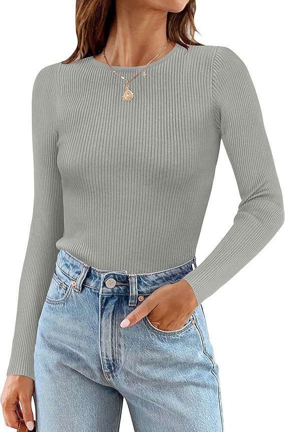 Women's Long Sleeve Shirt with Fine Ribbed Knit Design Ivyshape