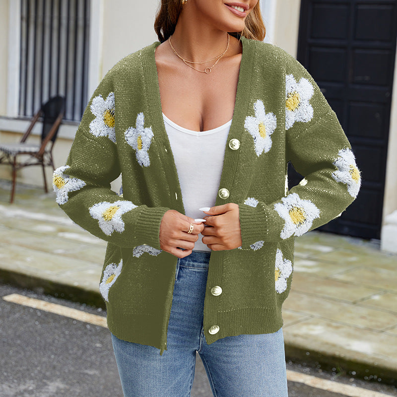 IvyShape | 3D Flower V-Neck Cardigan