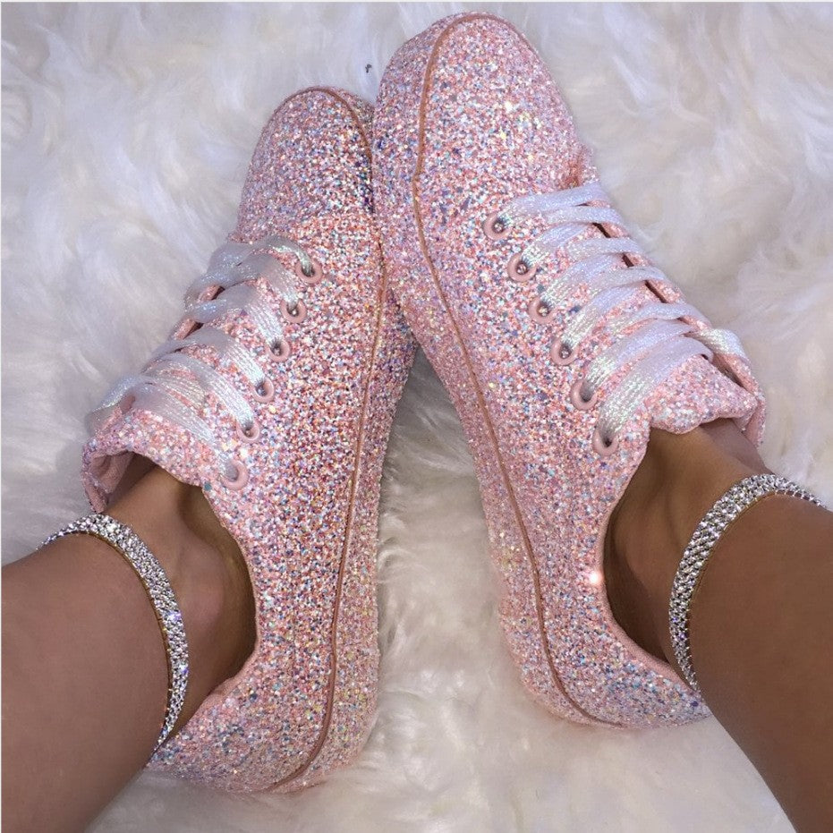 Ladies Glittering Sneakers with Breathable Sole and Additional Comfort Ivyshape