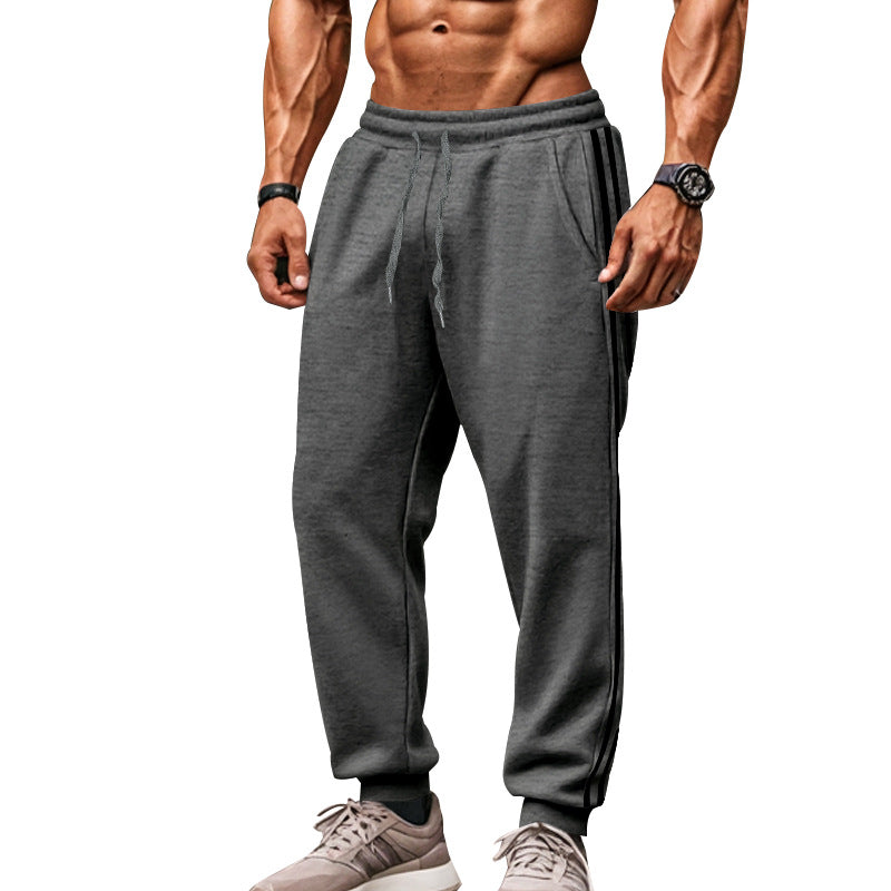 Men's Comfortable Sports Pants with Contrasting Side Panels and Elastic Waistband Ivyshape
