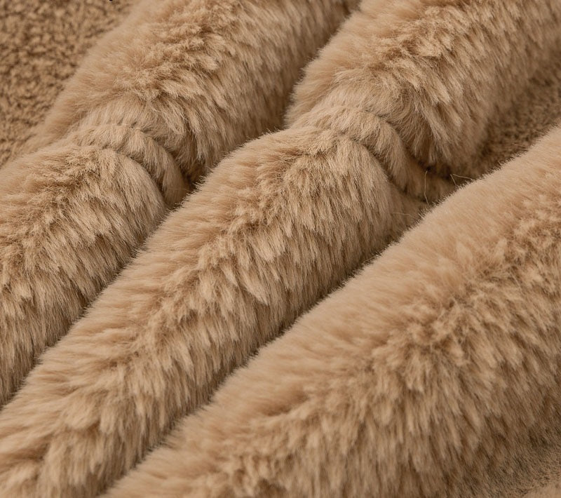 Ivyshape | Faux Fur Zipper Plush Coat