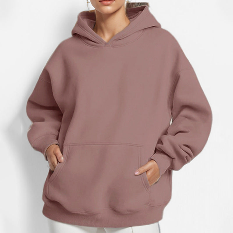 Women Loose Hoodie made of Soft Fleece with Kangaroo Pocket Ivyshape