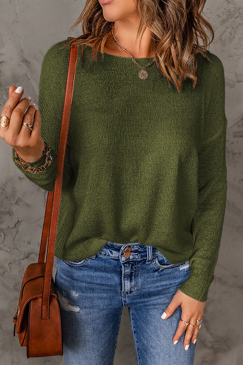 Women's softer knitted sweater with a casual cut and dropped shoulders Ivyshape