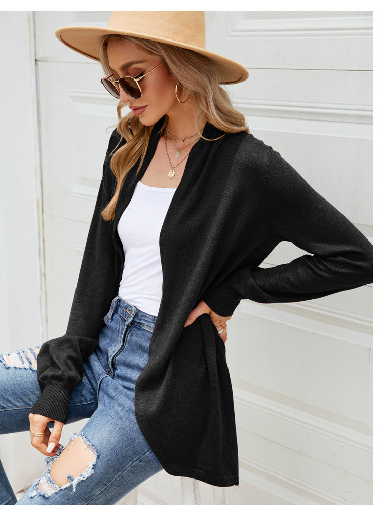 IvyShape | Solid Color Long Sleeve Knitted Coat