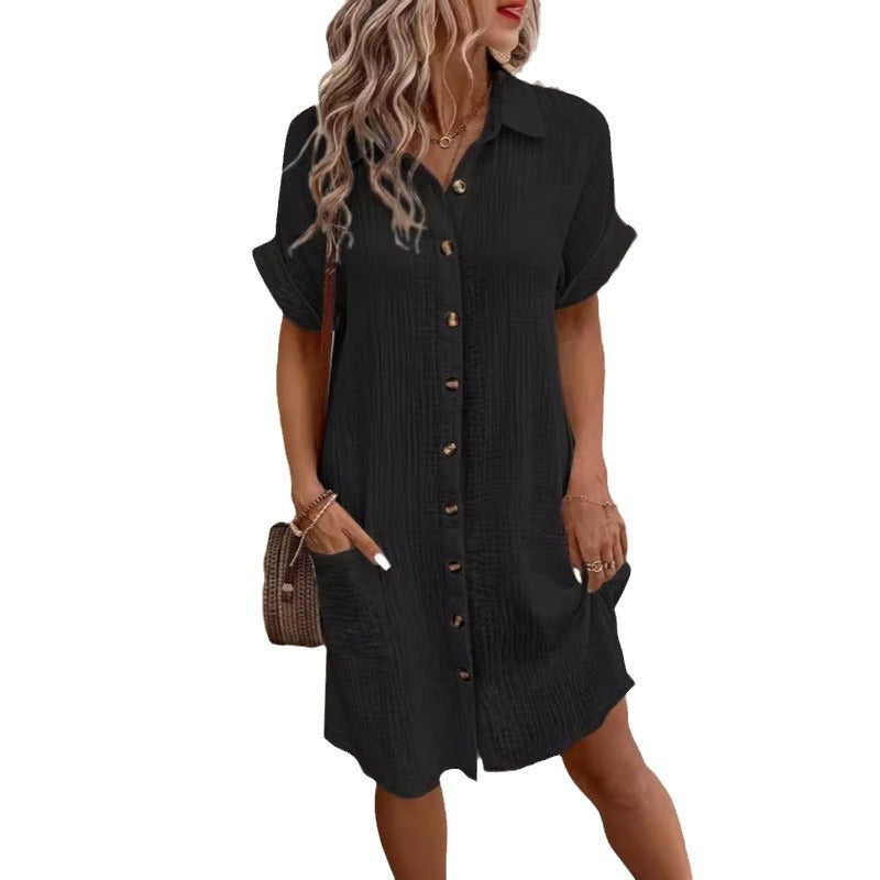Women's Button Closure Shirt Dress Ivyshape