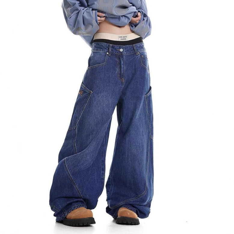 Ladies Baggy Jeans with wide cut and practical cargo pockets Ivyshape