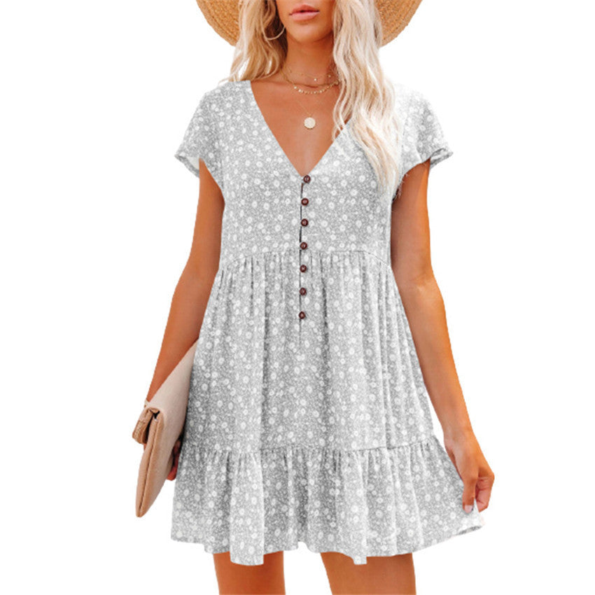 Women’s summer dress with cute floral design and button details Ivyshape