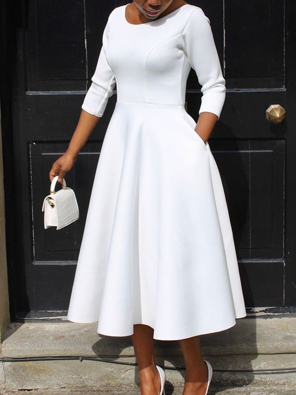 Ivyshape | 3/4 Sleeve Swing Dress